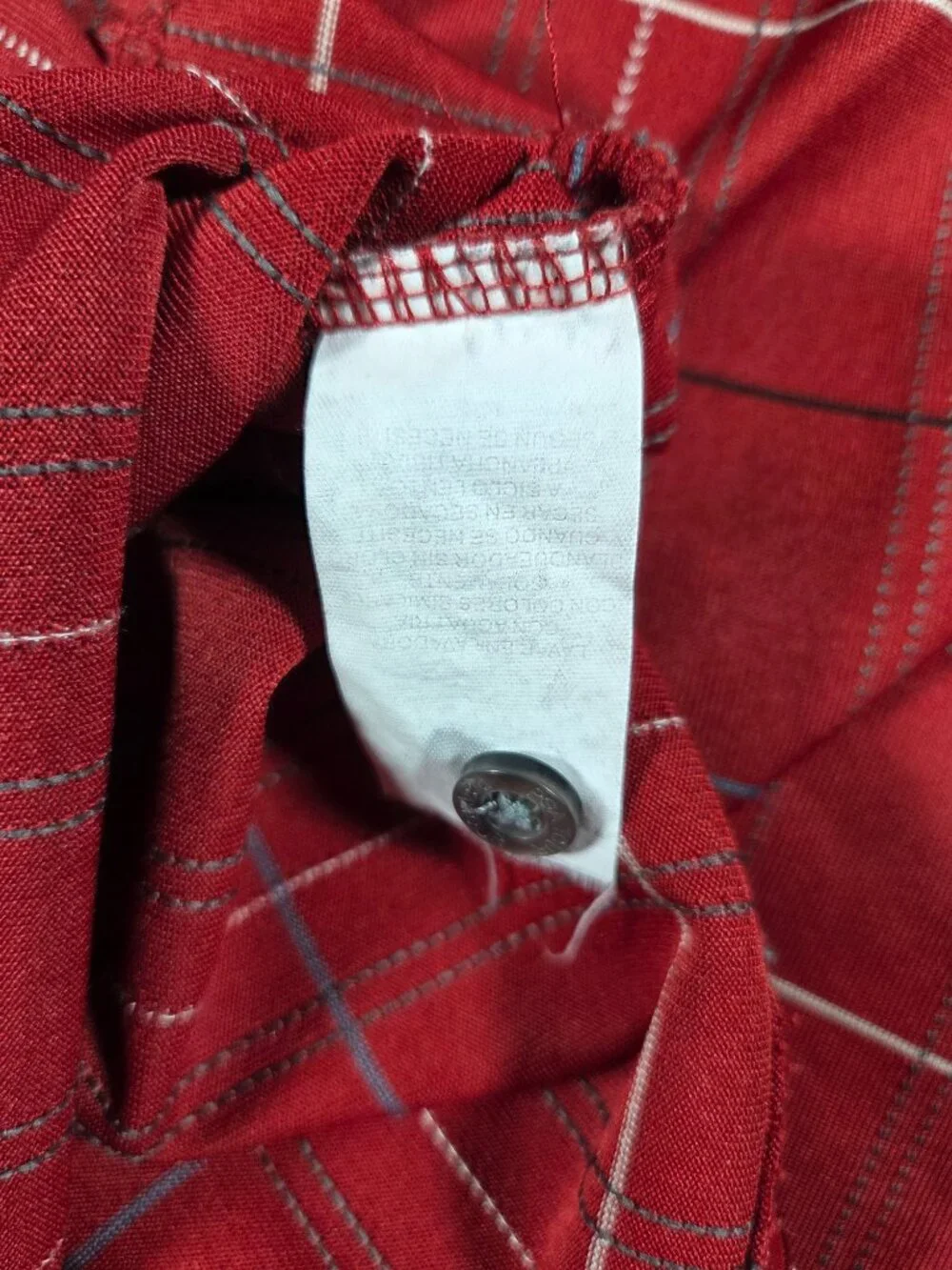 Men's PGA Tour Short Sleeve Red Windowpane Plaid Golf Polo Shirt Size L